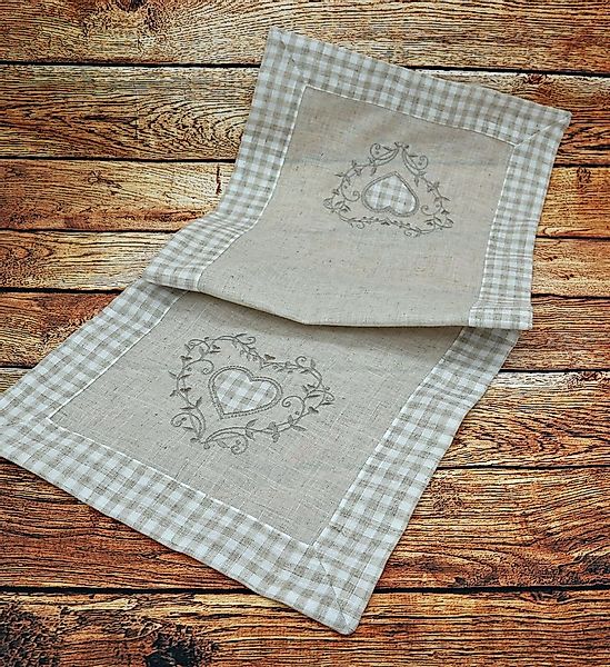 heimtexland Tischdecke Landhaus Tischdeko Serie Karo Leinen bestickt (Stück günstig online kaufen