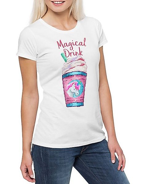 Urban Backwoods Print-Shirt Magical Drink Damen T-Shirt Einhorn Pixel Umico günstig online kaufen