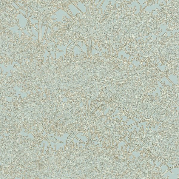 PROFHOME 369722-GU Natur Tapete Floral Matt Blau Grün Gold 0,53 m x 10,05 m günstig online kaufen