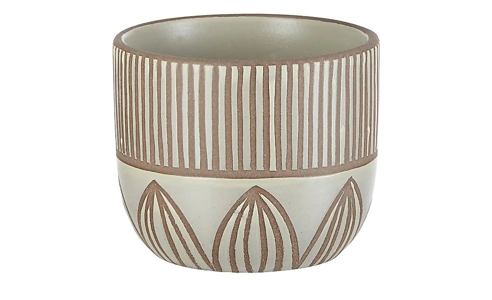 HOME STORY Übertopf   ¦ braun ¦ Steinzeug ¦ Maße (cm): H: 9  Ø: 11 Accessoi günstig online kaufen