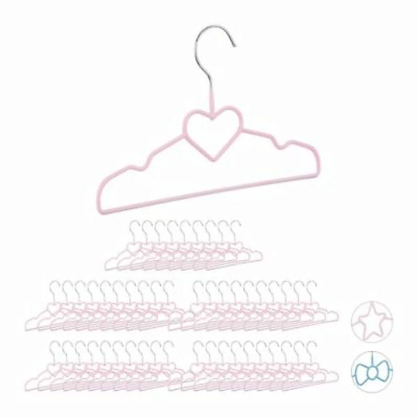 relaxdays 50 x Kinderkleiderbügel Herz rosa pink günstig online kaufen