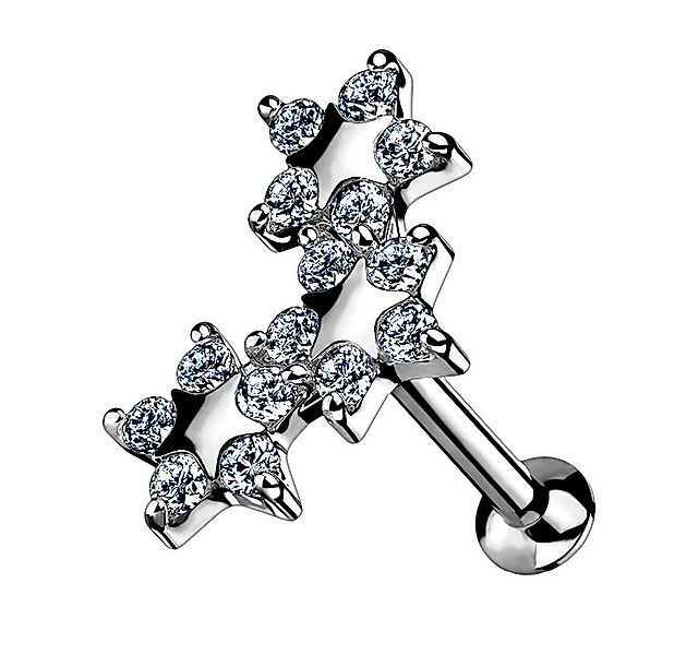 Taffstyle Piercing-Set Tragus Labret Piercing Stecker flach Kristall Sterne günstig online kaufen
