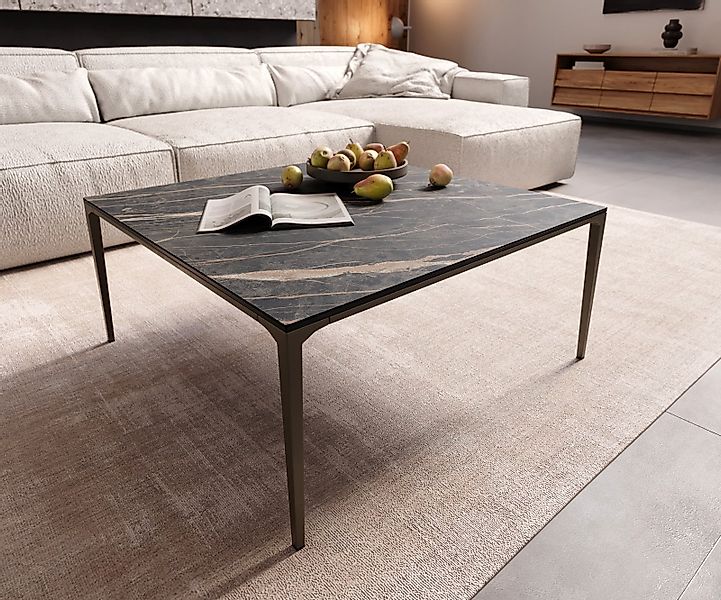 Couchtisch Levente 85x85 cm Keramik Laminam® Noir Desir Braun Gestell Metal günstig online kaufen