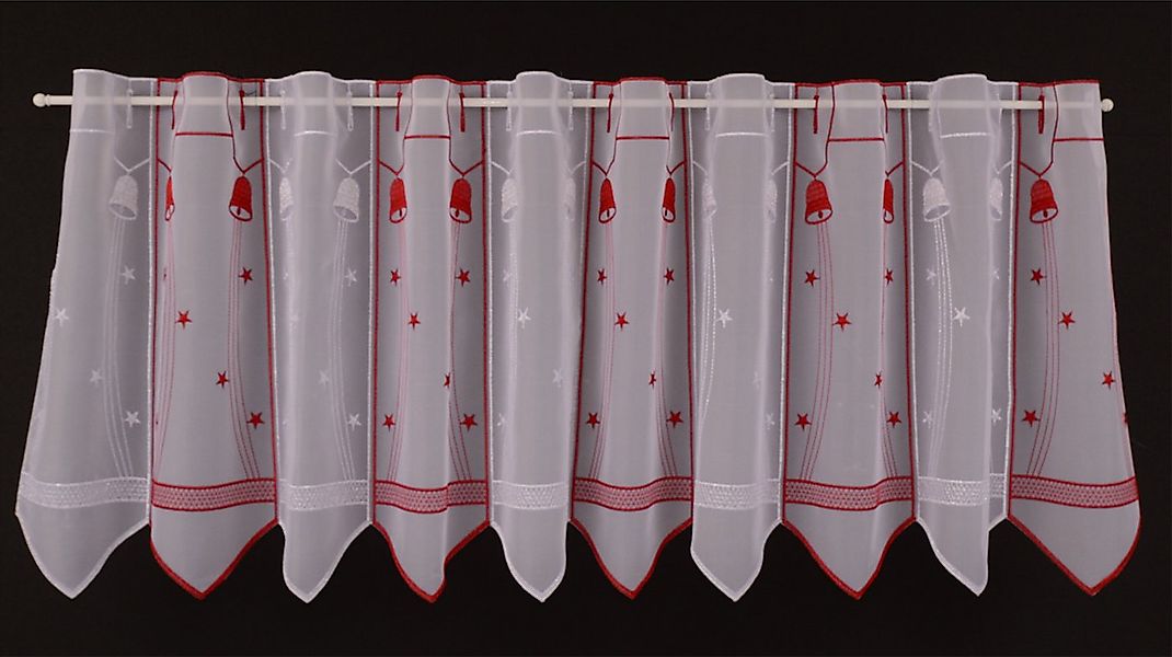 Gardinen Kranzusch Scheibengardine Glocken und Sterne, Stangendurchzug, tra günstig online kaufen