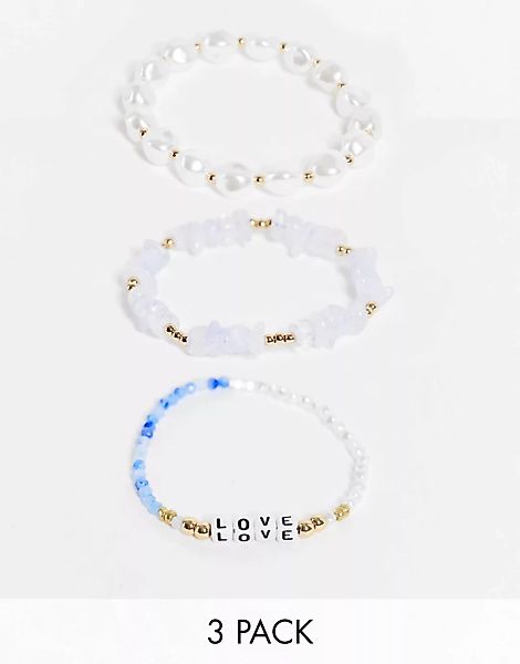 Liars & Lovers – Armbänder aus Perlen und Kügelchen mit „Love“-Detail in Go günstig online kaufen
