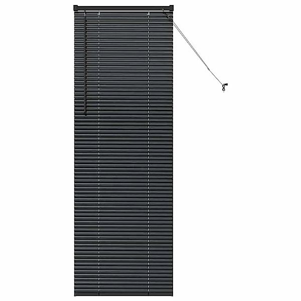 vidaXL Balkenjalousien mit Vorhängen Schwarz 175 x 55 cm Aluminium 42006138 günstig online kaufen