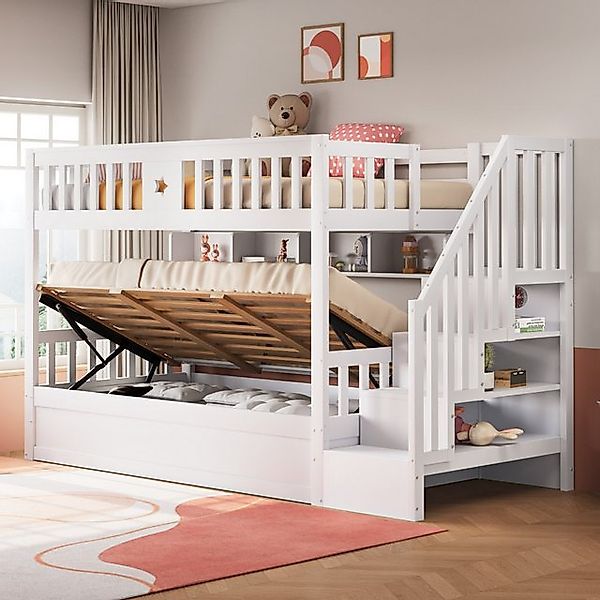 LVHOM Hochbett Kinderbett, mit Stauraum-Treppe, Bettkasten (2 Bettseiten) H günstig online kaufen