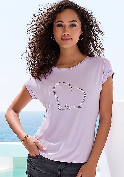 LASCANA Kurzarmshirt "mit Lascana Herz Print", aus weichem Viskose-Stretch günstig online kaufen