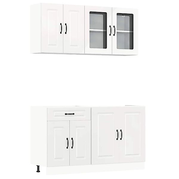 vidaXL 4-Tlg Küchenschrank-Set Kalmar Hochglanz-Weiß Holzwerkstoff 3314853 günstig online kaufen