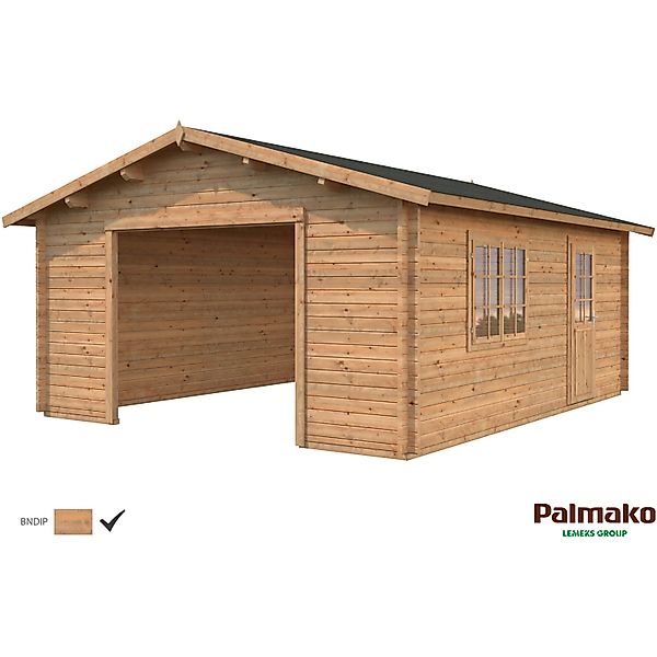 Palmako Holzgarage Roger ohne Tor Braun tauchgrundiert 450 cm x 550 cm günstig online kaufen