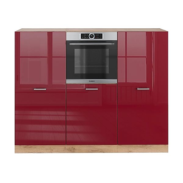 Vicco R-Line Küchenblock Bordeaux Hochglanz/Goldkraft Eiche 180 cm ohne Arb günstig online kaufen