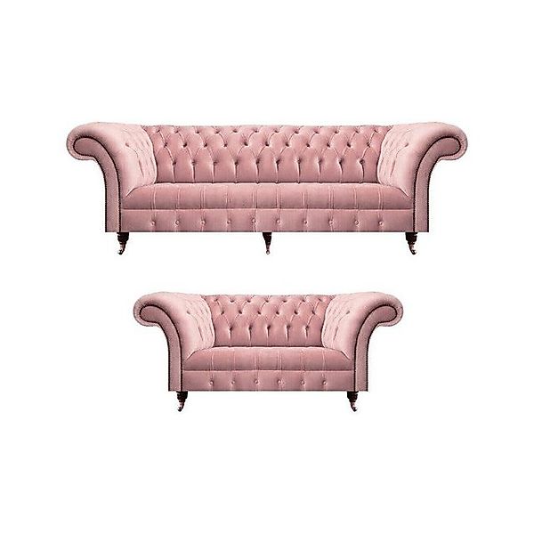 JVmoebel Chesterfield-Sofa Sofagarnitur 2tlg Rosa Komplett Chesterfield Woh günstig online kaufen