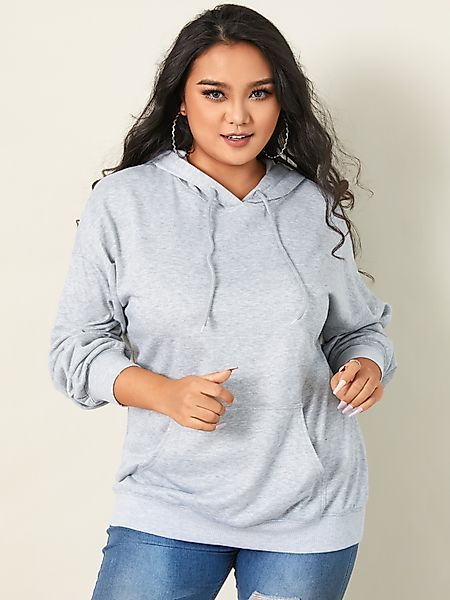 YOINS Plus Größe Kapuzen Design Taschen Design Langarm Sweatshirt günstig online kaufen