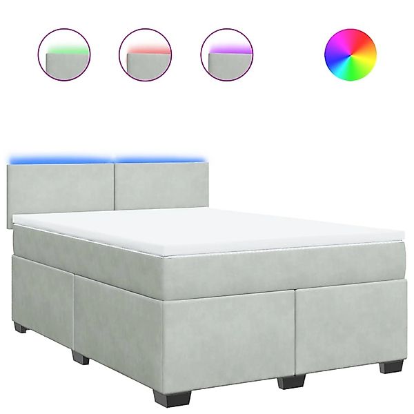 vidaXL Boxspringbett mit Matratze Hellgrau 160x200 cm Samt 3288648 günstig online kaufen