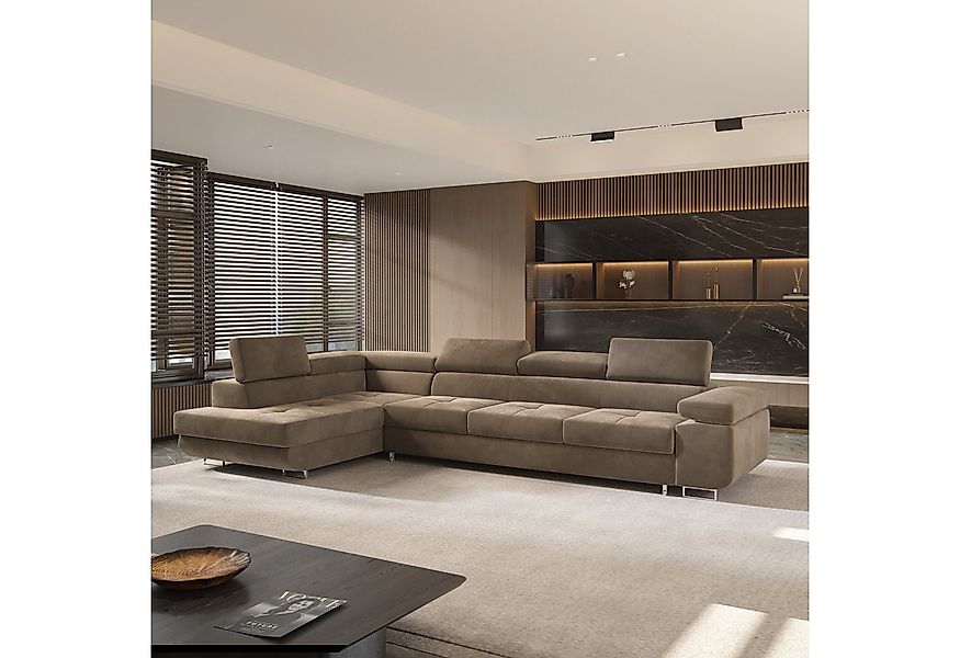 Masseno Ecksofa VICENTE mit Schlaffunktion L-Form, Sofa mit Bettkasten günstig online kaufen