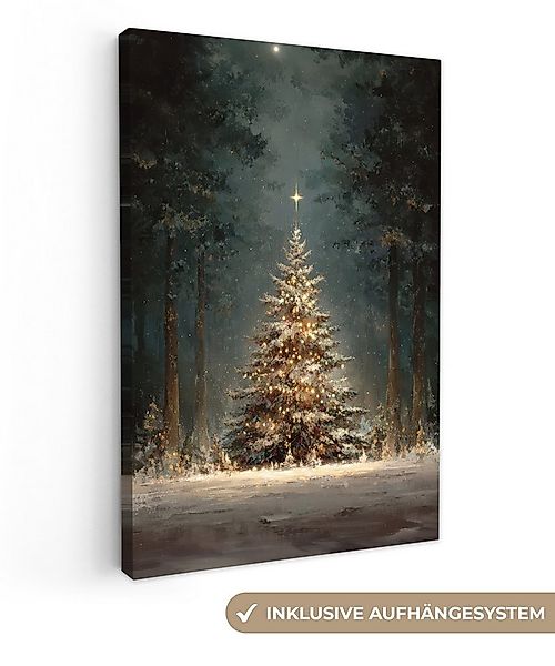 OneMillionCanvasses® Leinwandbild Weihnachtsbaum - Wald - Schnee - mehrfarb günstig online kaufen