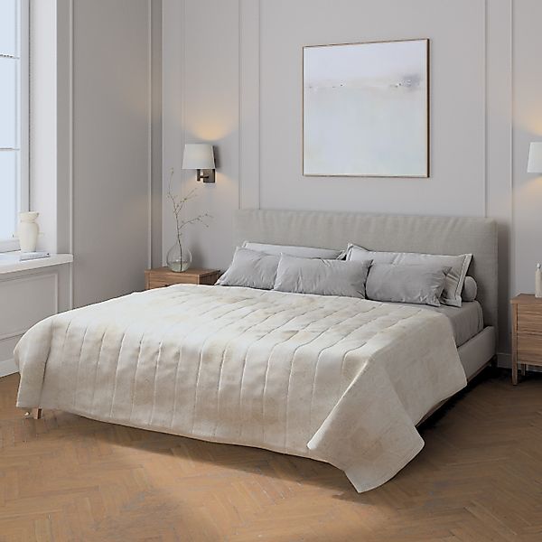 Tagesdecke mit Streifen-Steppung, grau-beige, Secret Garden (144-92) günstig online kaufen