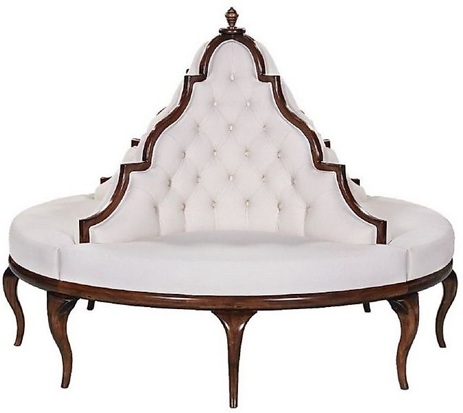 Casa Padrino Loungesofa Luxus Barock Rundsofa Weiß / Dunkelbraun - Handgefe günstig online kaufen