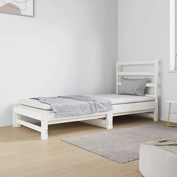 Vidaxl Tagesbett Ausziehbar Weiß 2x(90x190) Cm Massivholz Kiefer günstig online kaufen