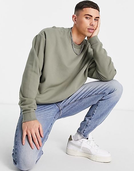 ASOS DESIGN – Oversize-Sweatshirt in Grau günstig online kaufen
