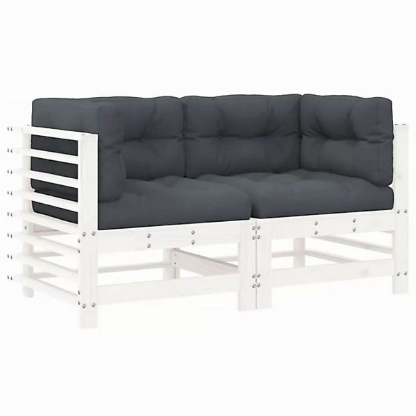 vidaXL Sofaelement Ecksofas mit Kissen 2 Stk. Weiß Massivholz Kiefer (1 St) günstig online kaufen