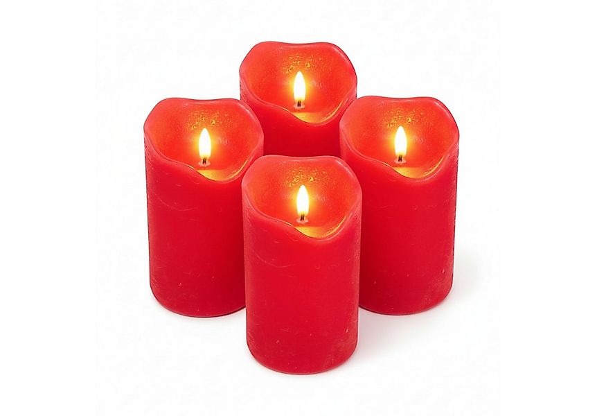 ToCi LED-Kerze LED Echtwachs Kerzen Set Timer schwarzer Docht Rot Ø7,5x10cm günstig online kaufen