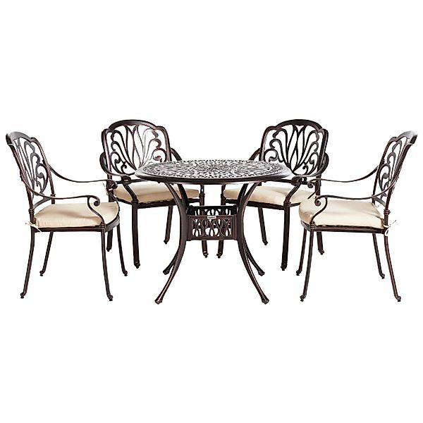 Beliani Gartentisch Set ANCONA Dunkelbraun 90x90x97 günstig online kaufen