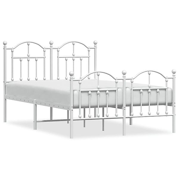 vidaXL Bettgestell, Bettrahmen mit Kopf- und Fußteil Metall Weiß 120x190 cm günstig online kaufen