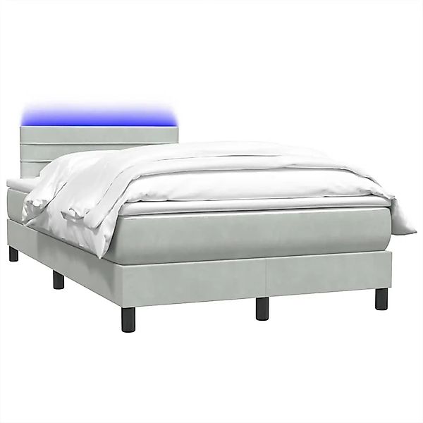 vidaXL Boxspringbett mit Matratze & LED Hellgrau 120x210 cm Samt 3316971 günstig online kaufen
