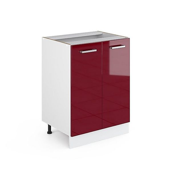 Vicco Küchenunterschrank R-Line Bordeaux Hochglanz/Weiß 60 cm ohne Arbeitsp günstig online kaufen