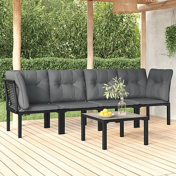 Vidaxl 5-tlg. Garten-lounge-set Schwarz Und Grau Poly Rattan günstig online kaufen