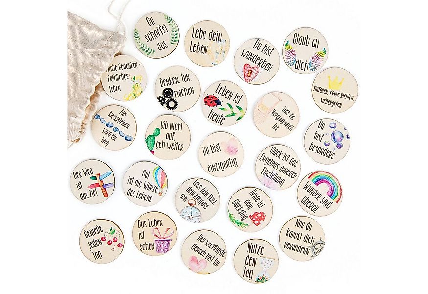 Logbuch-Verlag Dekofigur 24 Glückstaler aus Holz mit motivierenden Sprüchen günstig online kaufen