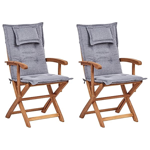Beliani Gartenstuhl Heller Holzfarbton Grau 48x46x92 günstig online kaufen