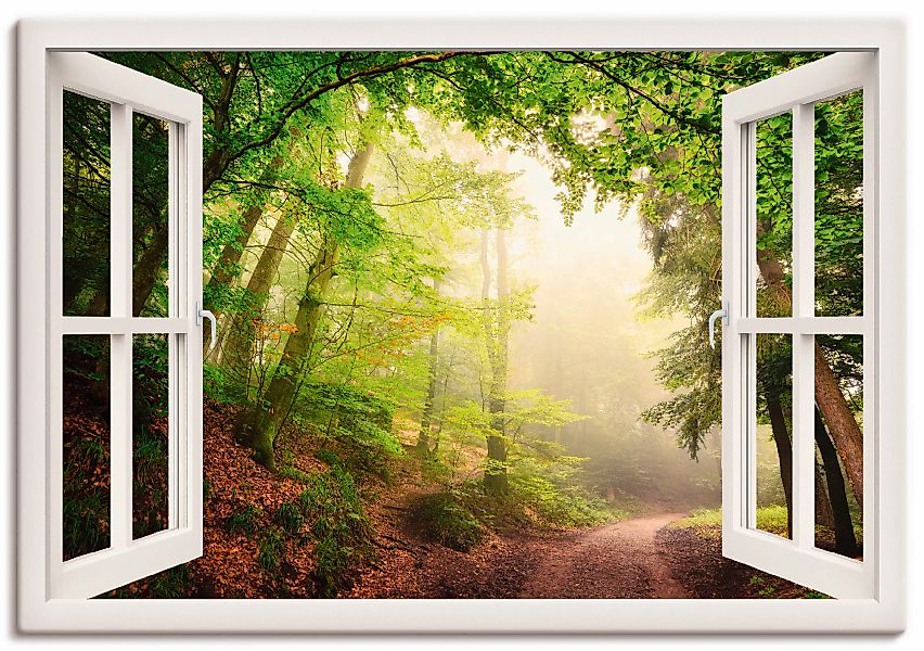 Artland Wandbild "Fensterblick Torbögen durch Bäume", Wald, (1 St.), als Le günstig online kaufen