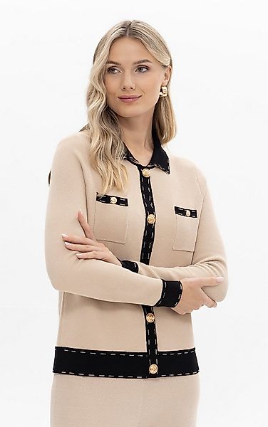 Passioni Cardigan mit Kontrastnähten mit Druckknöpfen günstig online kaufen