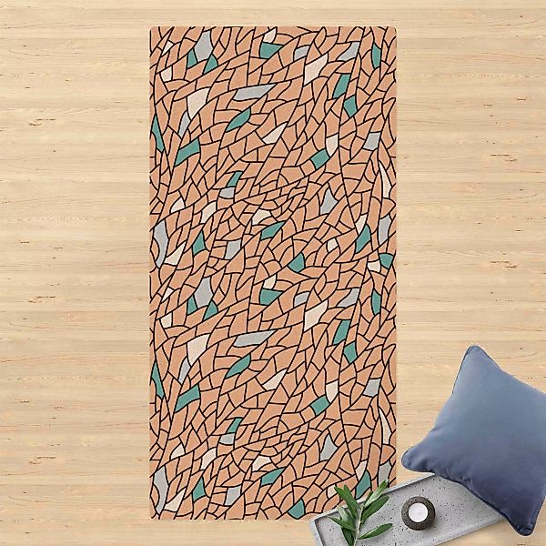 Kork-Teppich Mosaiklinien Muster Pastell günstig online kaufen