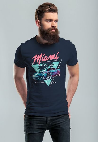 Neverless Print-Shirt Herren T-Shirt Bedruckt Miami günstig online kaufen