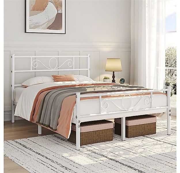 Yaheetech Bettgestell Metallbett mit Kopfteil, Einzelbett/Doppelbett Metall günstig online kaufen