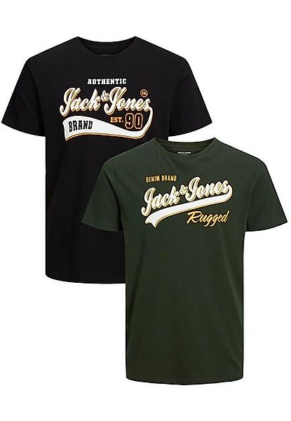 Jack & Jones T-Shirt 2-er Set Logo Kurzarm Übergröße JJELOGO (2-tlg) JJELOG günstig online kaufen