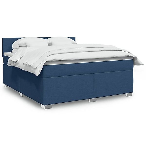 vidaXL Boxspringbett, Boxspringbett mit Matratze Blau 180x200 cm Stoff günstig online kaufen