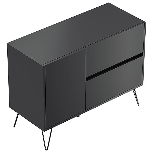 Posseik Sideboard Industrial S 2 Schubladen 1 Tür 100 cm Grafit günstig online kaufen