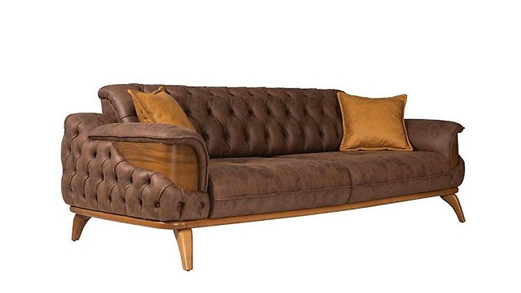 Xlmoebel Sofa Luxuriöses Chesterfield Leder-Sofa mit drei Sitzplätzen in Br günstig online kaufen