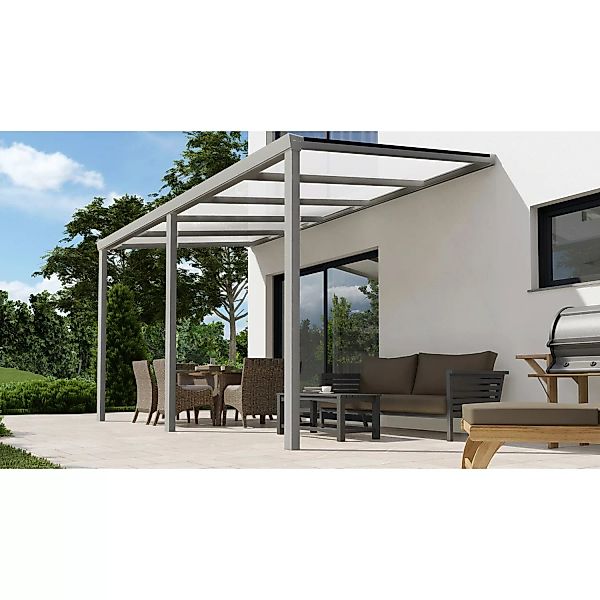 Terrassenüberdachung Professional 500 cm x 300 cm Grau Struktur PC Opal günstig online kaufen