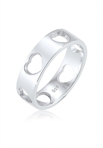 Elli Fingerring Herz Liebe Cut Out Bandring 925 Silber Loreena, Herz günstig online kaufen