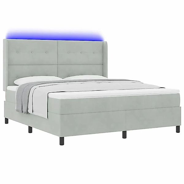 vidaXL Boxspringbett mit Matratze und LED Hellgrau 180 x 200 cm Samt 334388 günstig online kaufen