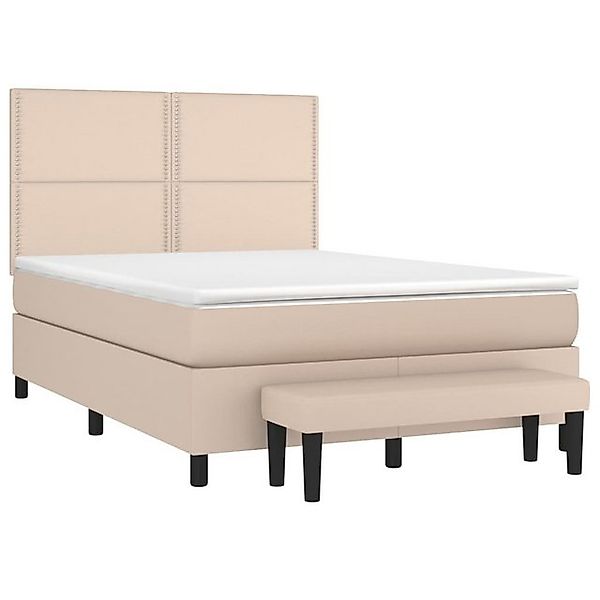 vidaXL Bett Boxspringbett Matratze Cappuccino-Braun 140x190cm Kunstleder günstig online kaufen