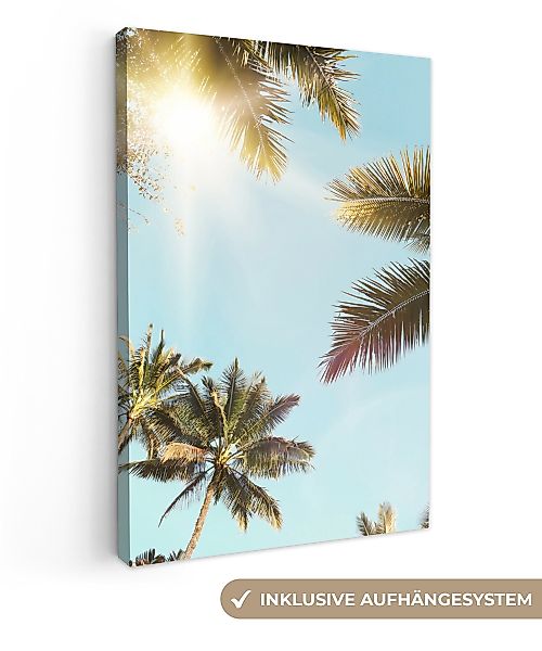 OneMillionCanvasses® Leinwandbild Palmen - Blau - günstig online kaufen