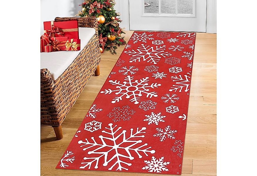 GarveeMore Teppich Schneeflocke, rechteckig, Höhe: 7 mm, festliche Winterde günstig online kaufen