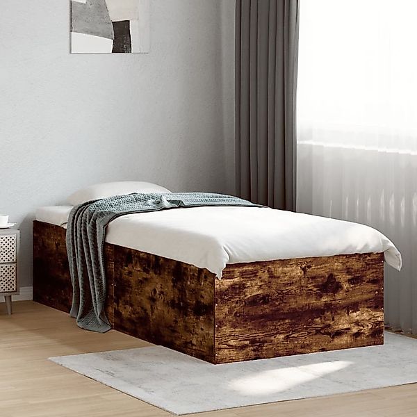 furnicato Bettgestell Räuchereiche 90x200 cm Holzwerkstoff günstig online kaufen