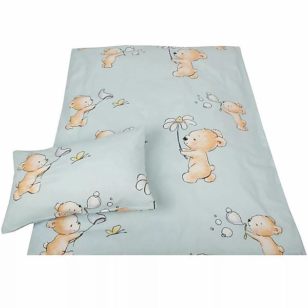 Bestlivings Kinder Bettwäsche 100 x 135 cm & 40 x 60 cm - Bärchen Blau günstig online kaufen